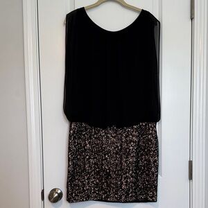 Aidan by Aidan Mattox Black and Pink Sequin Dress